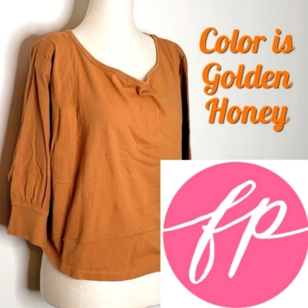 Free People Top Golden Honey V Neckline We the Free Comfy Blouse Bohemian - Picture 15 of 16
